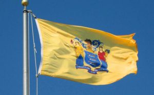Outdoor picture of the NJ state flag